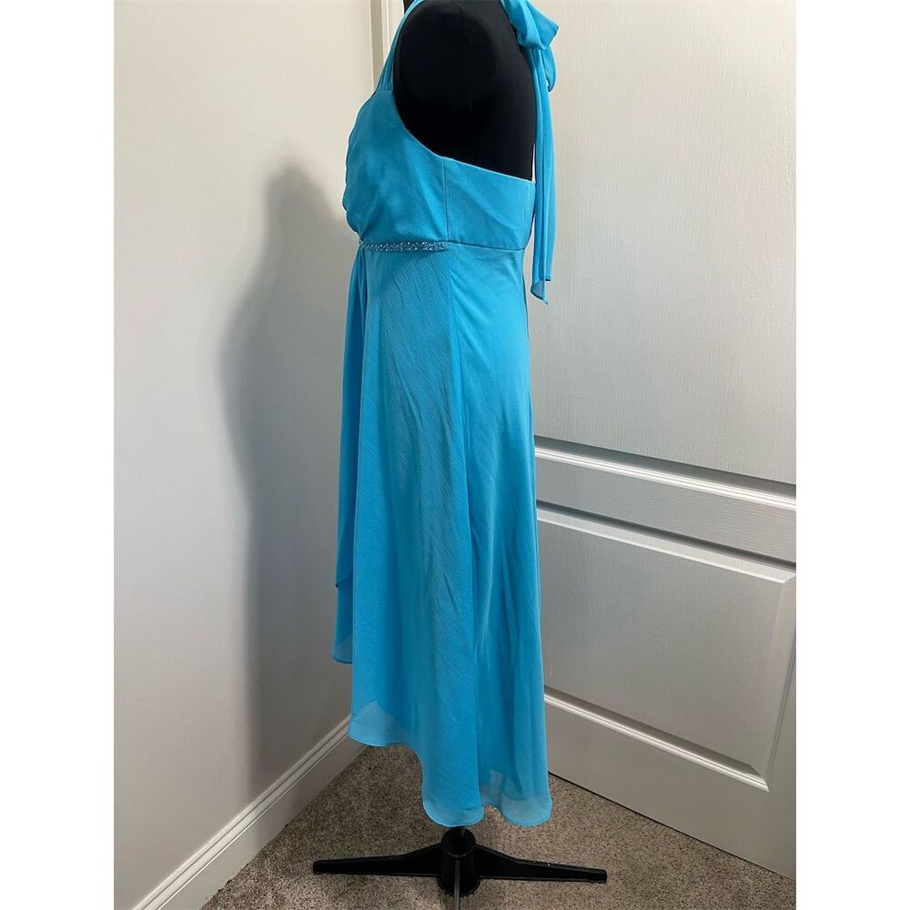 David's Bridal Women's Size 4 Blue High-Low Party Dress halter neck formal - Picture 5 of 14